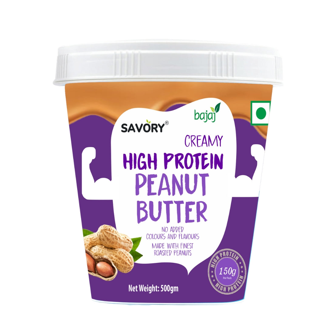 Savory Creamy Peanut Butter (500g) | Made with Finest Roasted Peanut | High in Protein | Ready to Eat