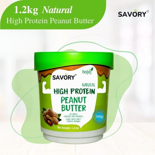 Savory Natural Unsweetened Peanut Butter (1.2kg) | No Sugar & Salt | Made with Finest Roasted Peanuts | High in Protein | Ready to Eat