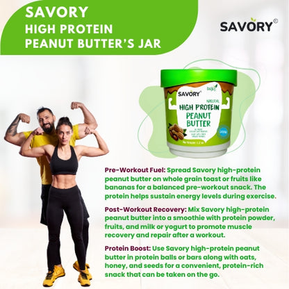 Savory Natural Unsweetened Peanut Butter (1.2kg) | No Sugar & Salt | Made with Finest Roasted Peanuts | High in Protein | Ready to Eat