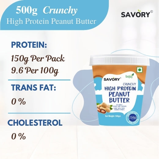 Savory Crunchy Peanut Butter (500g) |  Made with Finest Roasted Peanut | High in Protein | Ready to Eat