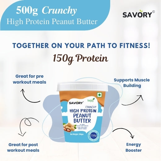 Savory Crunchy Peanut Butter (500g) |  Made with Finest Roasted Peanut | High in Protein | Ready to Eat