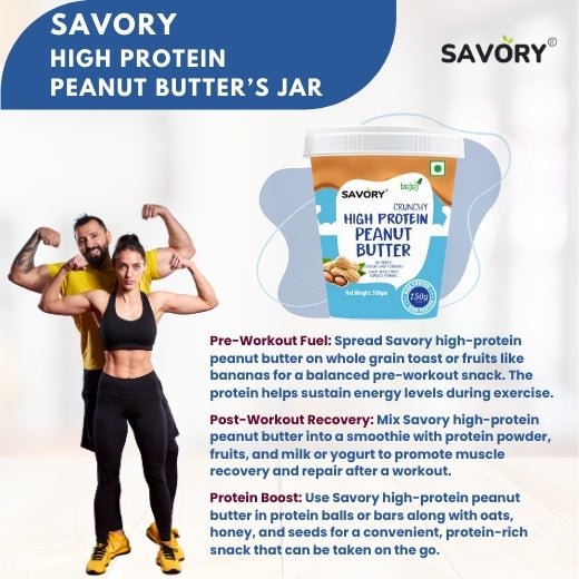 Savory Crunchy Peanut Butter (500g) |  Made with Finest Roasted Peanut | High in Protein | Ready to Eat