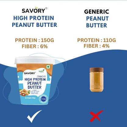 Savory Crunchy Peanut Butter (500g) |  Made with Finest Roasted Peanut | High in Protein | Ready to Eat