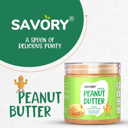 Savory Natural Unsweetened Peanut Butter (400g) | No Sugar & Salt | Made with Finest Roasted Peanuts | Ready to Eat