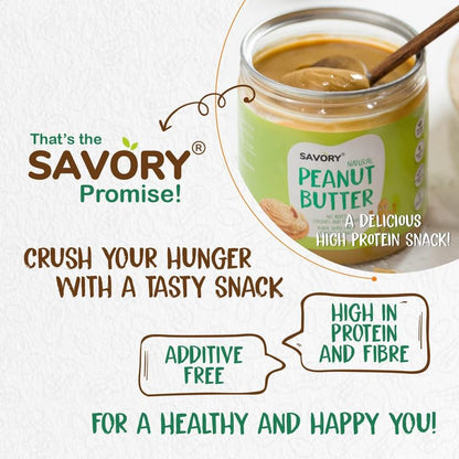 Savory Natural Unsweetened Peanut Butter (400g) | No Sugar & Salt | Made with Finest Roasted Peanuts | Ready to Eat