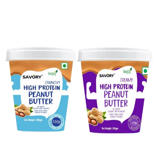 Savory Combo of Crunchy Peanut Butter & Creamy Peanut Butter (500g x 2) | High in Protein | Packed with Whey Protein | Pack of 2