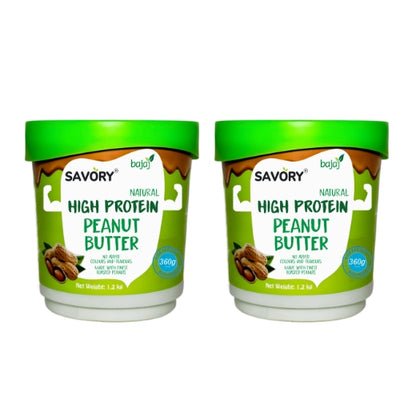 Savory Combo of All Natural Peanut Butter (1.2kg x 2) | Unsweeted | No Sugar & Salt | High in Protein | Packed with Whey Protein | Pack of 2