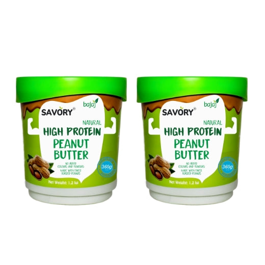 Savory Combo of All Natural Peanut Butter (1.2kg x 2) | Unsweeted | No Sugar & Salt | High in Protein | Packed with Whey Protein | Pack of 2