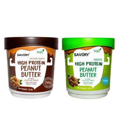 Savory Combo of Chocolate Crunchy Peanut Butter & All Natural Peanut Butter (1.2kg x 2) |  High in Protein | Packed with Whey Protein | Pack of 2