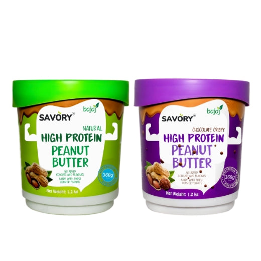 Savory Combo of All Natural Peanut Butter & Chocolate Crispy Peanut Butter (1.2kg x 2) | High in Protein | Packed with Whey Protein | Pack 2